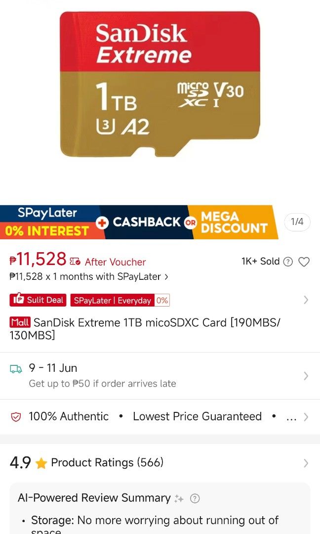 sandisk extreme 1tb (Category: Memory & SD Cards) located in Imus. Submitted by thegaragehub (Listing ID 1442575168, Image 1). Description: hi im selling sandisk extreme 1tb bought it gameonehub orig legit i used it for my steam deck only then sadly i sell my steam deck selling it for 9k slightly negotiable pass sa buraot at barat not a rush selling.