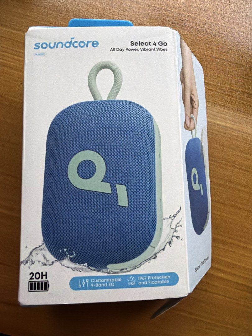 Soundcore Select 4 Go Portable Bluetooth Speaker (Category: Soundbars, Speakers & Amplifiers) located in Baguio. Submitted by k8tlyn3 (Listing ID 1442625037, Image 1). Description: Soundcore Select 4 Go speaker - All-day power for vibrant vibes - IP67 waterproof and floatable design - Customizable 4-band EQ for personalized sound - Extended 20-hour playtime - Comes with a protective case - Ideal for music on the go RFS: prefer headphones Location