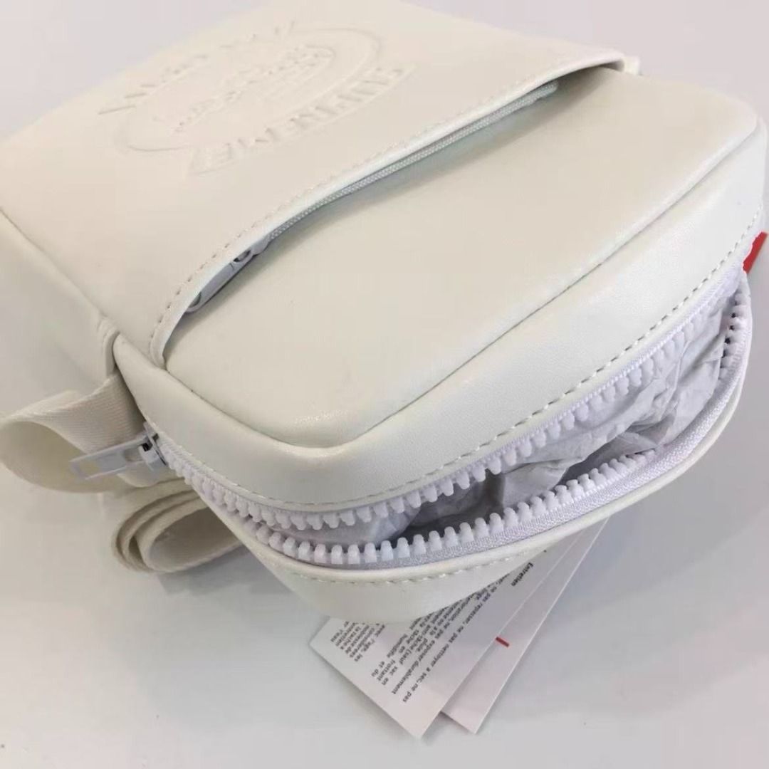 Supreme x Lacoste White Embossed Logo Crossbody Shoulder Bag
