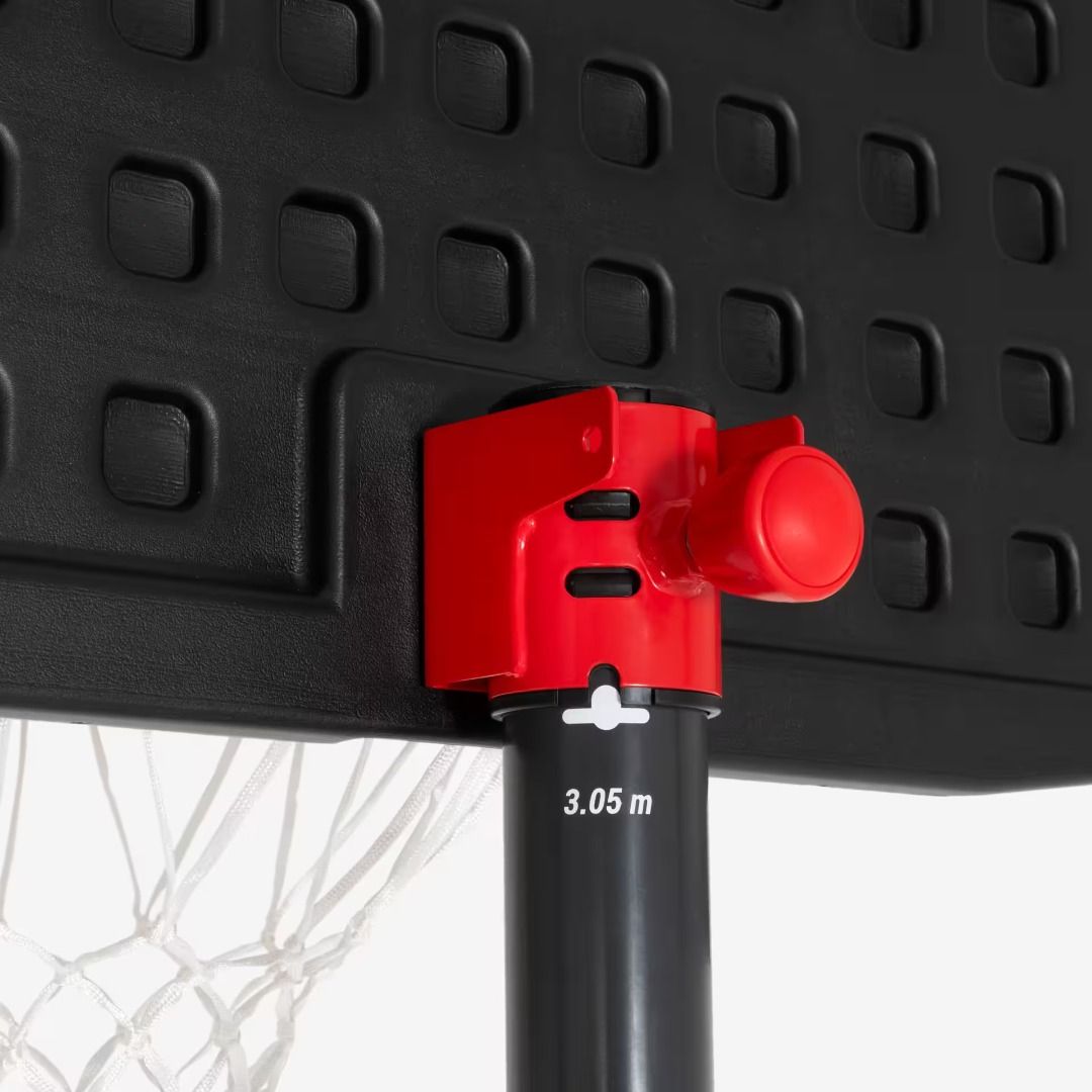 Tarmak Adjustable Basketball Hoop with Backboard and Base (Category: Racket and Ball Sports) located in Angeles City. Submitted by ellaellaelle (Listing ID 1442641813, Image 3). Description: - Bought in Decathlon Adjustable height up to 3.05m (official pro height!) - Durable Tarmak backboard for solid play - Net included, ready for action - Weighted base: fill with water or sand for ultimate stability - Built-in wheels for easy portability - Idea