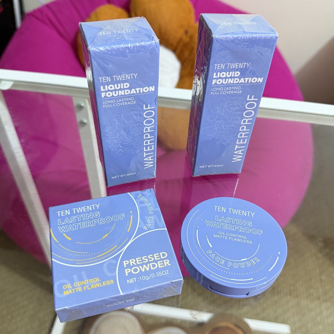 TEN TWENTY Liquid Foundation & Pressed Powder Set (Category: Makeup) located in Taguig. Submitted by jejels (Listing ID 1442360649, Image 1). Description: - Bundle includes TWENTY liquid foundation and pressed powder. - Both are waterproof and long-lasting. - Offers great full coverage. - Selling as a set for P250. - Decluttering my collection..