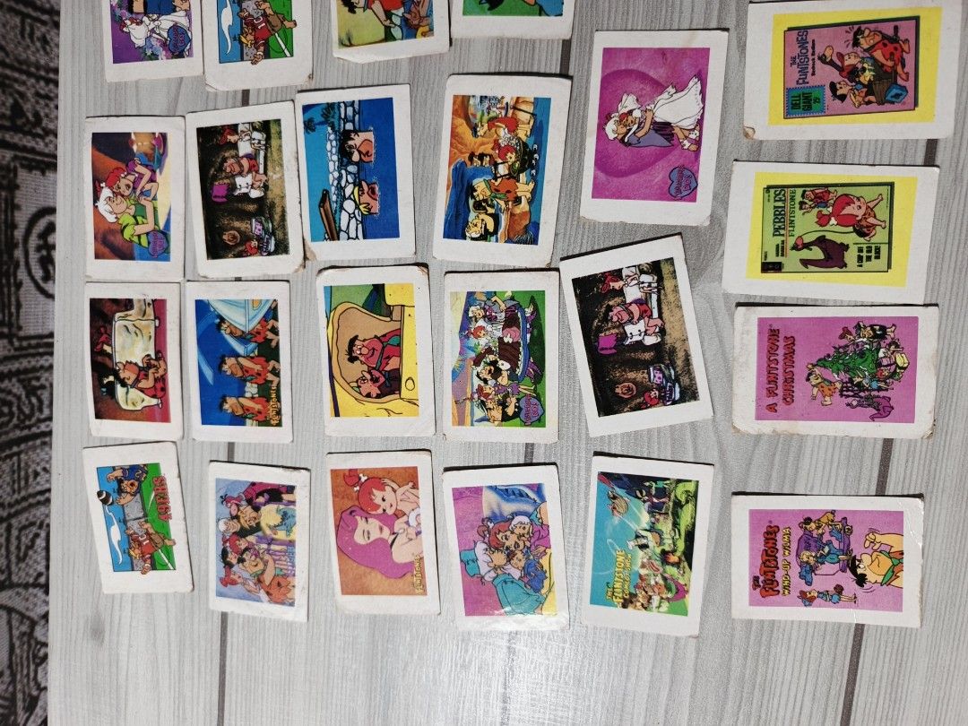 Vintage Flintstones Mini Teks Cards (Category: Vintage Collectibles) located in Iloilo. Submitted by quistor (Listing ID 1442647836, Image 2). Description: Product Features: Vintage Flintstones Mini 36pcs Teks Cards Color: as the picture shows Size: half size Condition: Original, vintage, original palengke Toys, selling as is. Package Content: 36pcs Notes: Due to the light and screen setting difference, the item's color may be slightly different 