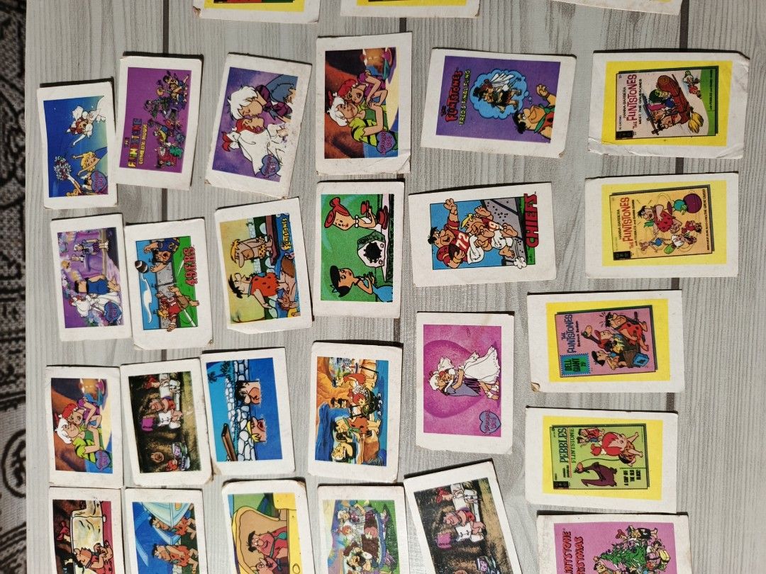 Vintage Flintstones Mini Teks Cards (Category: Vintage Collectibles) located in Iloilo. Submitted by quistor (Listing ID 1442647836, Image 3). Description: Product Features: Vintage Flintstones Mini 36pcs Teks Cards Color: as the picture shows Size: half size Condition: Original, vintage, original palengke Toys, selling as is. Package Content: 36pcs Notes: Due to the light and screen setting difference, the item's color may be slightly different 