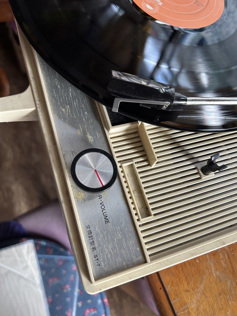 Vintage ST-7 Record Player phono 110voltz (Category: Other Audio Equipment) located in Caloocan City. Submitted by guitara1822 (Listing ID 1442699865, Image 3). Description: - Vintage ST-7 portable suitcase-style record player 110voltz made in Japan - Separate volume knobs for left and right channels - Clearly marked power off and volume controls - Ideal for retro music lovers.