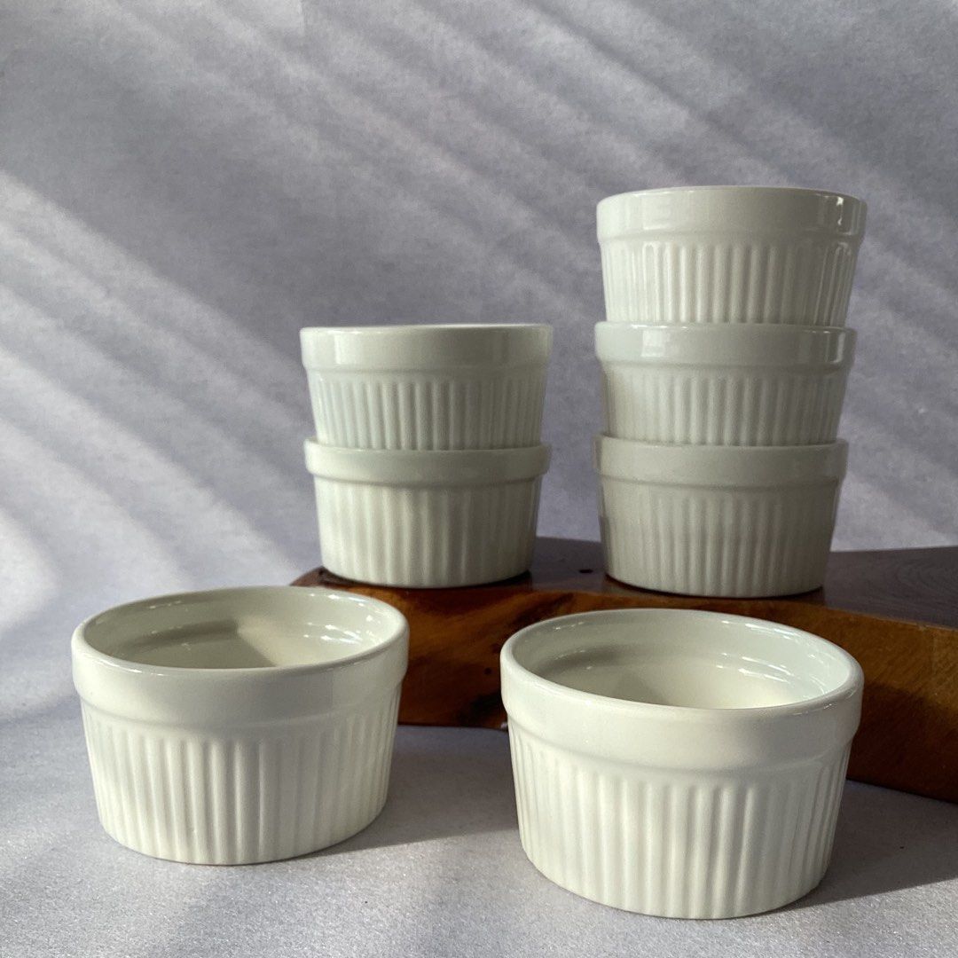 White Ramekins (Category: Bakeware) located in Davao. Submitted by atbpshop192593 (Listing ID 1442706175, Image 1). Description: Php35 each (7 available) White Ramekins Please REVIEW PHOTOS We use 100% repurposed packaging materials SF starts at Php70 via Flash Express First to pay.