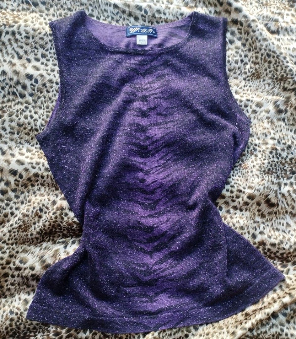 Y2k Metallic purple tank top (Category: Blouses) located in Quezon City. Submitted by haven_picks (Listing ID 1442664189, Image 1). Description: can fit to s-L.