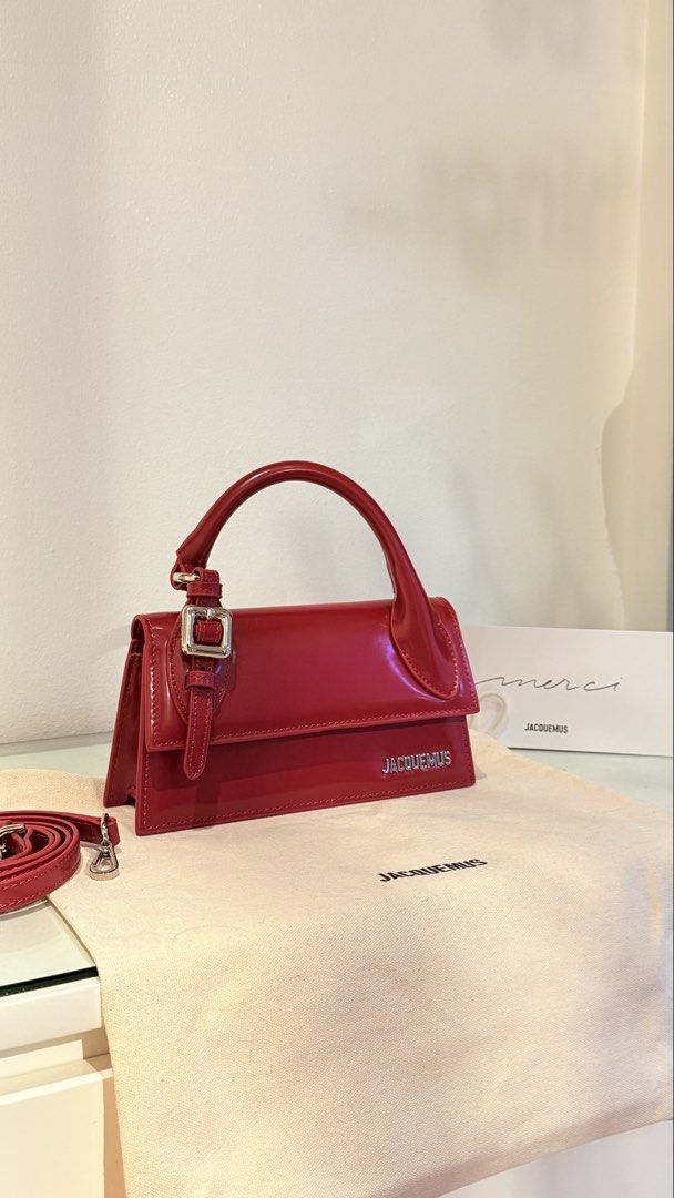 🍒 Jacquemus Le Chiquito Long Red Bag (Category: Luxury Bags & Wallets) located in Manila. Submitted by designerarchives.ph (Listing ID 1442730923, Image 3). Description: - patent leather shoulder bag ACTUAL PHOTOS are uploaded. Photos were taken from buyer’s previous order. Preorder •Eta: 10 days •50% dp required •Buyer will shoulder local sf Shipping: NCR - Grab/Lalamove Provincial - LBC.