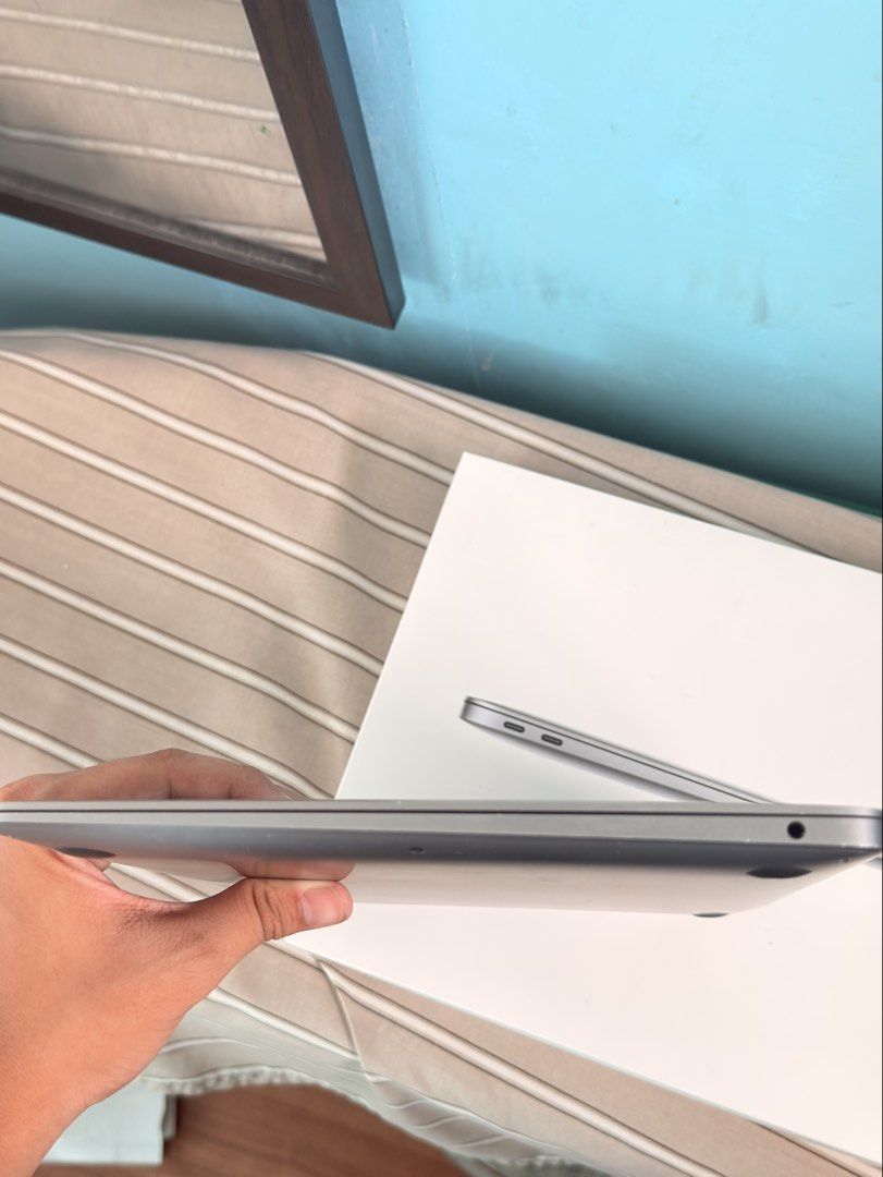 Apple MacBook Air Laptop M1 (Category: Laptops & Notebooks) located in Manila. Submitted by truecrystal-0605 (Listing ID 1442736943, Image 3). Description: MacBook Air M1 8gb 256gb -13.3-inch Retina LED-backlit IPS display. It offers a 2560x1600 native resolution (227 pixels per inch) -wide stereo speakers with high dynamic range and support for Dolby Atmos playback. • 84% Battery Health • 480 Cycle Count • Space Gray • No history of repair • All