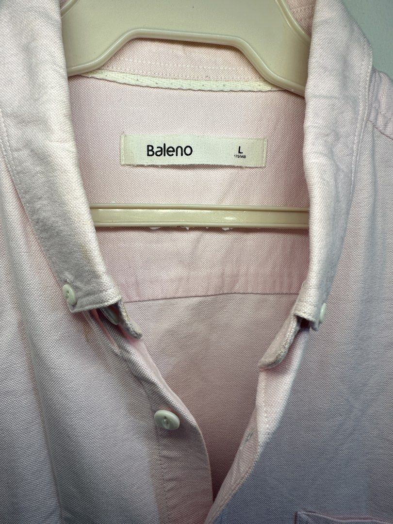 Baleno Pink Long Sleeve Button Down Shirt Size L (Category: Tshirts & Polo Shirts ) located in Manila. Submitted by markokostlich (Listing ID 1442829351, Image 2). Description: - Brand: Baleno - Style: Long sleeve, complete button-down shirt - Color: Light pink - Features: Chest pocket - Size: Large (L) - Occasion: Casual or smart casual wear 📌𝙍𝙀𝙈𝙄𝙉𝘿𝙀𝙍𝙎 ♡ Mine now, pay now ♡ Please manage your expectation coz these are preloved items. ♡