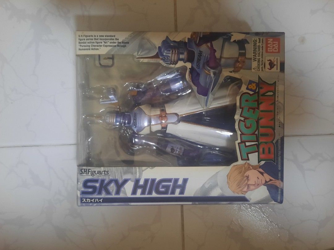 Bandai s.h.figuarts Tiger & Bunny Sky High Action Figure (Category: Toy Figures) located in Singapore. Submitted by havethingstosell (Listing ID 1442752067, Image 1). Description: - S.H.Figuarts Sky High collectible action figure - From the anime series Tiger & Bunny - Authentic Bandai product - Packaging displays character and series logo - Figure is visible through the box - Perfect for fans and collectors.