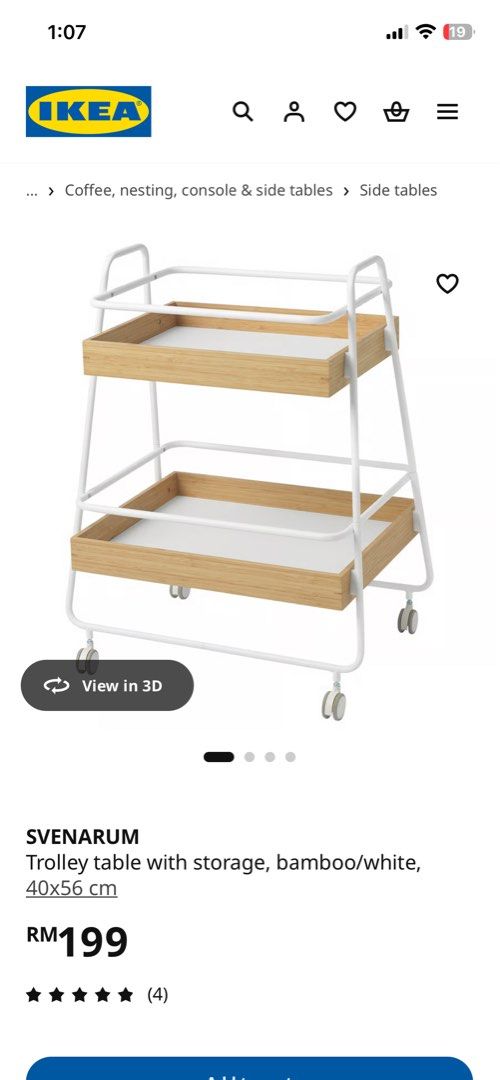 Bedside table (Category: Tables & Sets) located in Singapore. Submitted by cancerpearl (Listing ID 1442773534, Image 1). Description: Selling our 5 months old bedsides table we bought it from ikea .originally have wheels but we removed the wheels for good reason so it doesn’t move frequently. Price negotiable .