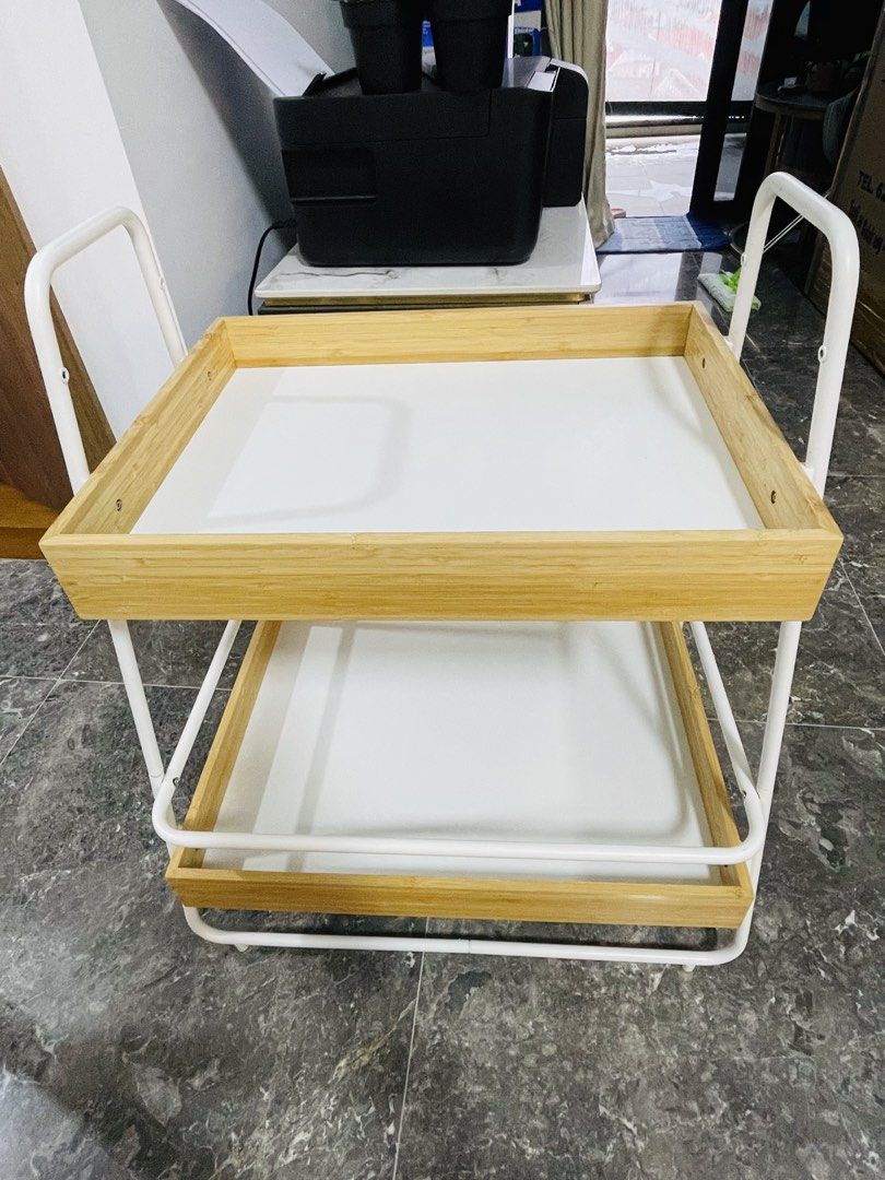 Bedside table (Category: Tables & Sets) located in Singapore. Submitted by cancerpearl (Listing ID 1442773534, Image 2). Description: Selling our 5 months old bedsides table we bought it from ikea .originally have wheels but we removed the wheels for good reason so it doesn’t move frequently. Price negotiable .