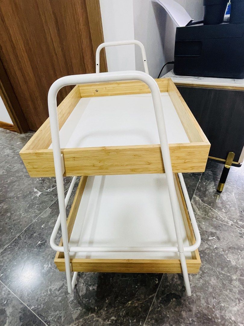 Bedside table (Category: Tables & Sets) located in Singapore. Submitted by cancerpearl (Listing ID 1442773534, Image 3). Description: Selling our 5 months old bedsides table we bought it from ikea .originally have wheels but we removed the wheels for good reason so it doesn’t move frequently. Price negotiable .