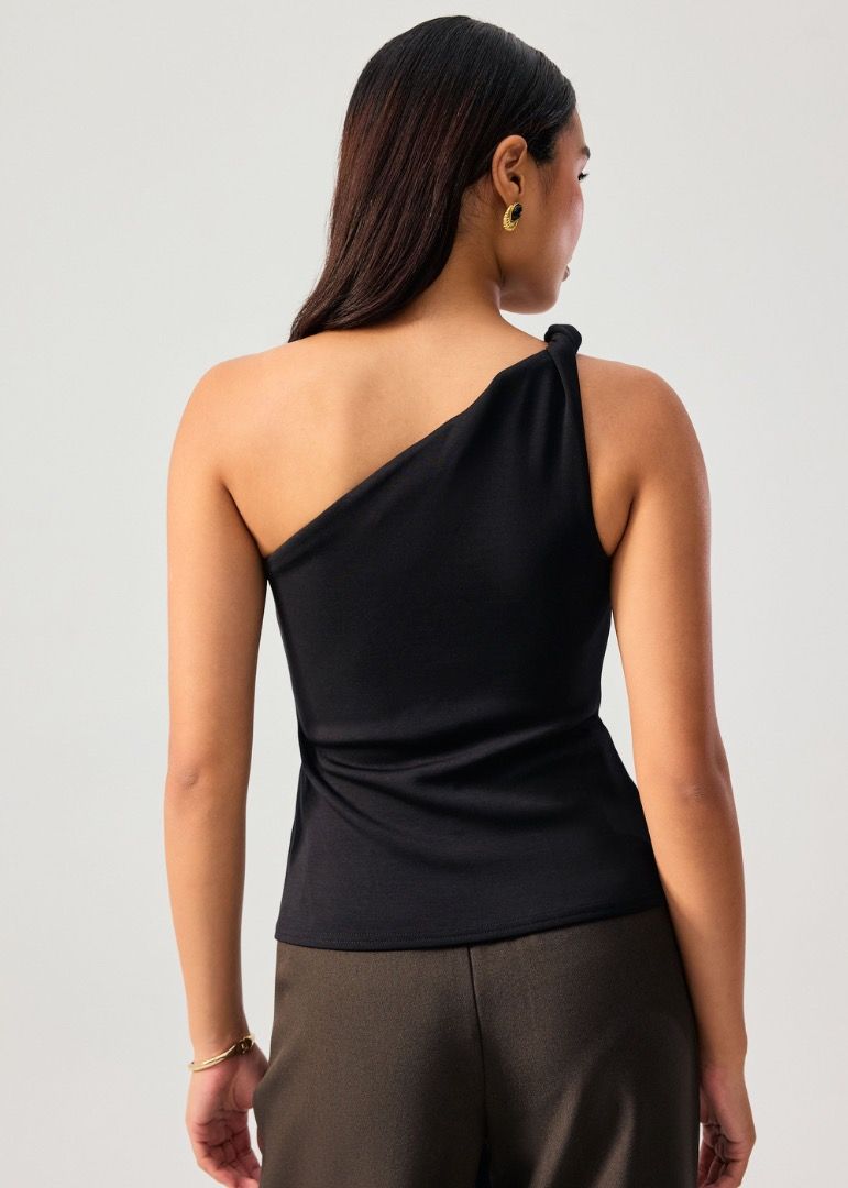 (BNWT) Love Bonito - Tencel Shoulder Twist Toga Fitted Top (Category: Sleeveless) located in Singapore. Submitted by sherlll.y (Listing ID 1442829162, Image 3). Description: BRAND NEW WITH TAG Selling because I bought the wrong size See dimension here: https://www.lovebonito.com/sg/tencel-shoulder-twist-toga-fitted-top-31c6011099.html.