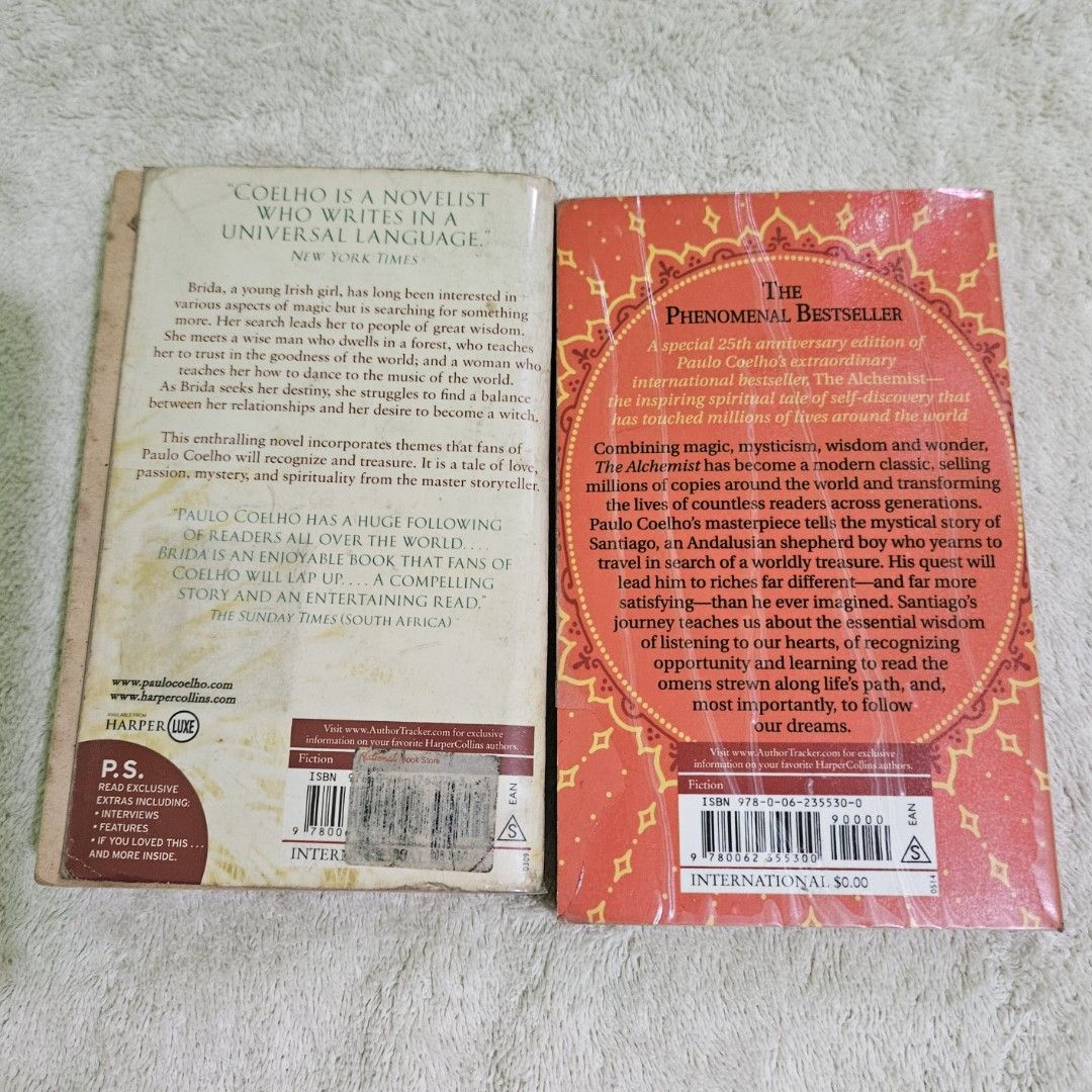 Brida and The Alchemist by Paulo Coelho bundle (Category: Storybooks) located in Malabon City. Submitted by nicolea_ (Listing ID 1442732337, Image 2). Description: Heavily used with flaws 40 each, 70 for both NOT A REPRINT.