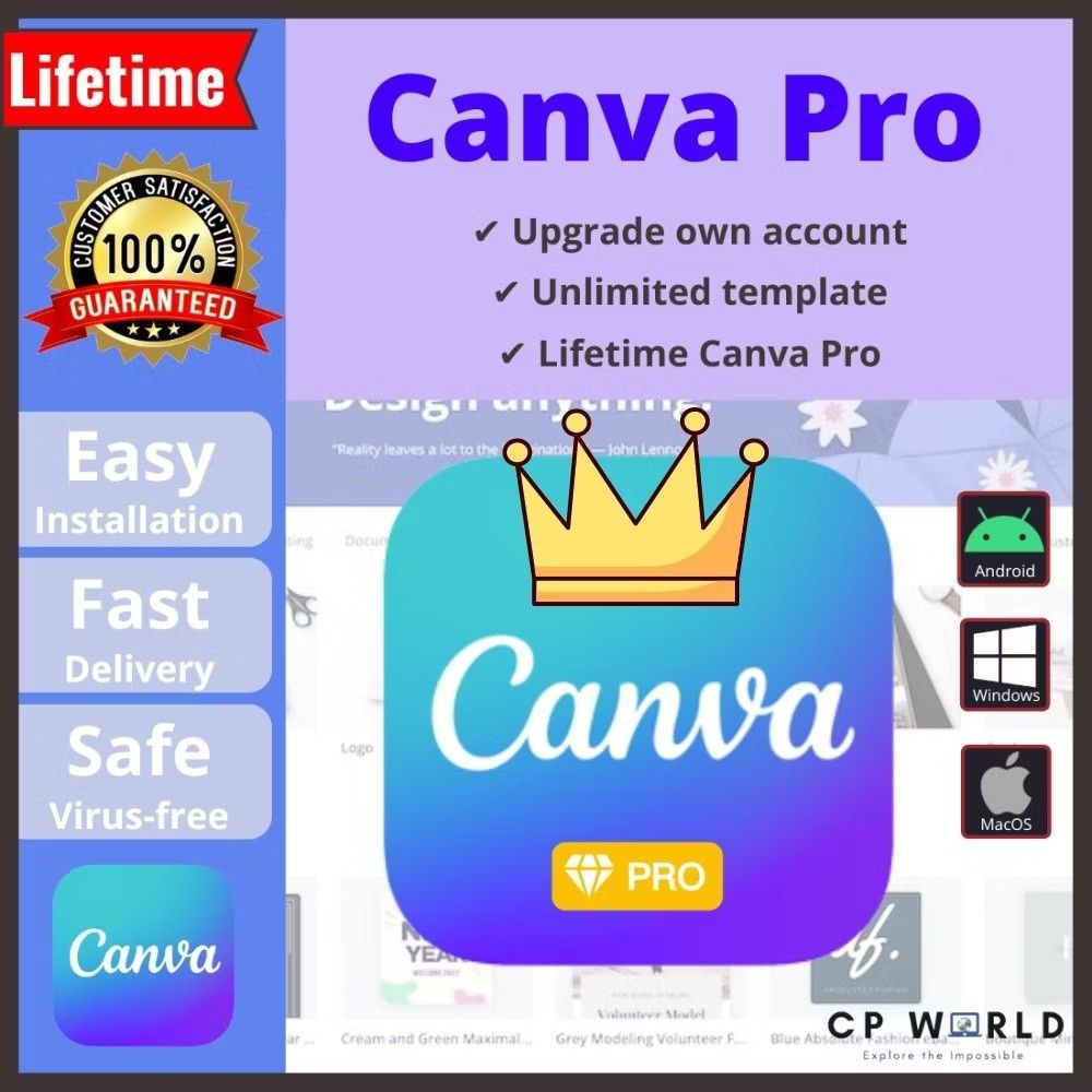 Canva Pro 2026 [Lifetime usage] (Category: Software) located in Singapore. Submitted by computer_loversg (Listing ID 1442898634, Image 1). Description: Canva lifetime usage CANVA 1wk : 2.90$ ( Sold out ) 1m : 7.90$ 6m : 12$ 1Y : 15$ 2Y: 22$ Lifetime usage : 29$ - Unlimited elements - Unlock premium photos and videos - Brand Kit - Design Sharing - Unlimited Content - Magic Resize - Edit Images ( Background Remover, Magic Eraser, Magic Grab) - Unlo