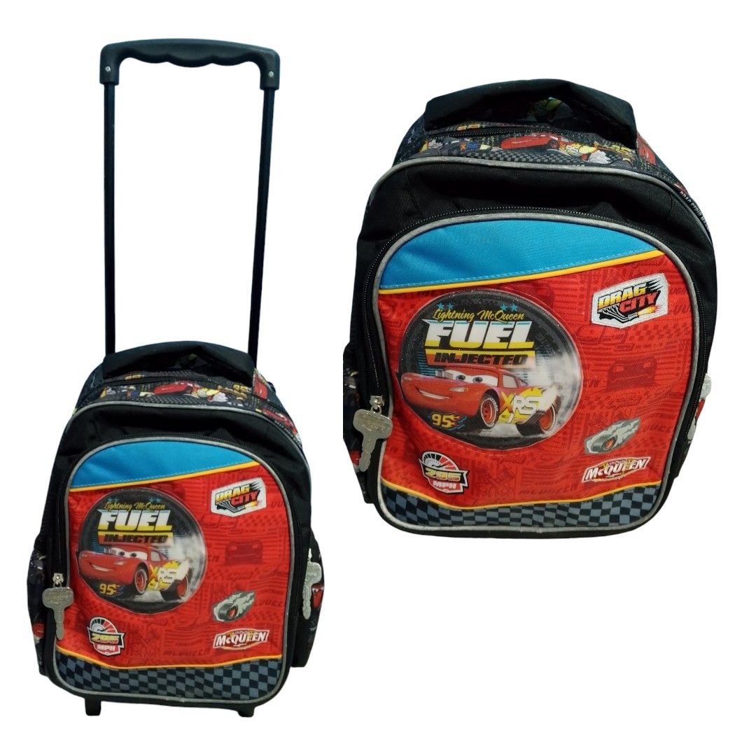 Cars Rolling Backpack (Category: Other Babies Going Out Needs) located in Caloocan City. Submitted by desshopelysse (Listing ID 1423559404, Image 1). Description: Disney Cars Lighting McQueen Trolley Bag for school ‎Good as new. Lightly Used. ‎Original price at 2,499 from SM store ‎RFS: Decluttering - Need to change into a bigger trolley bag..