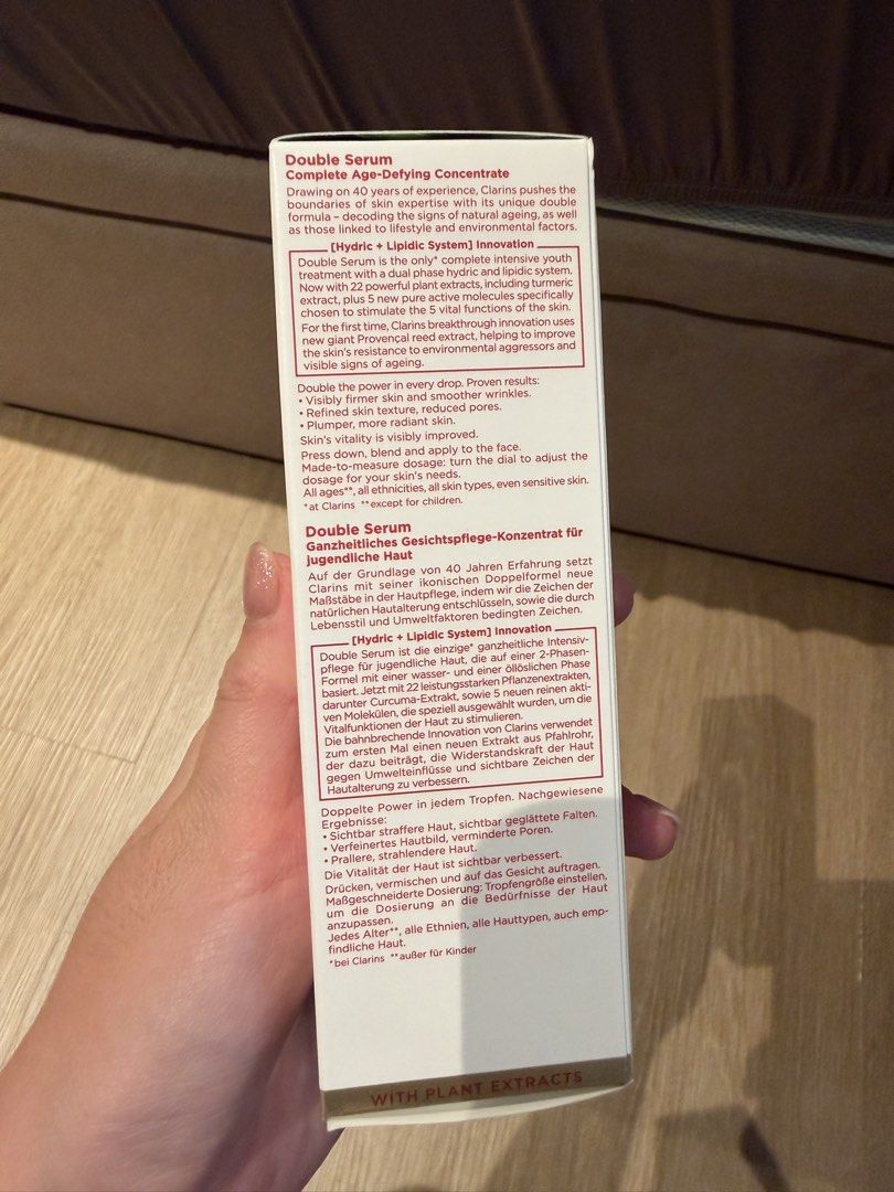 Clarins Double Serum (Category: Face Care) located in Singapore. Submitted by pixelpeach (Listing ID 1442851981, Image 2). Description: Clarins Double Serum - 50ml (retails for $195) Guaranteed authentic, brand new in box .