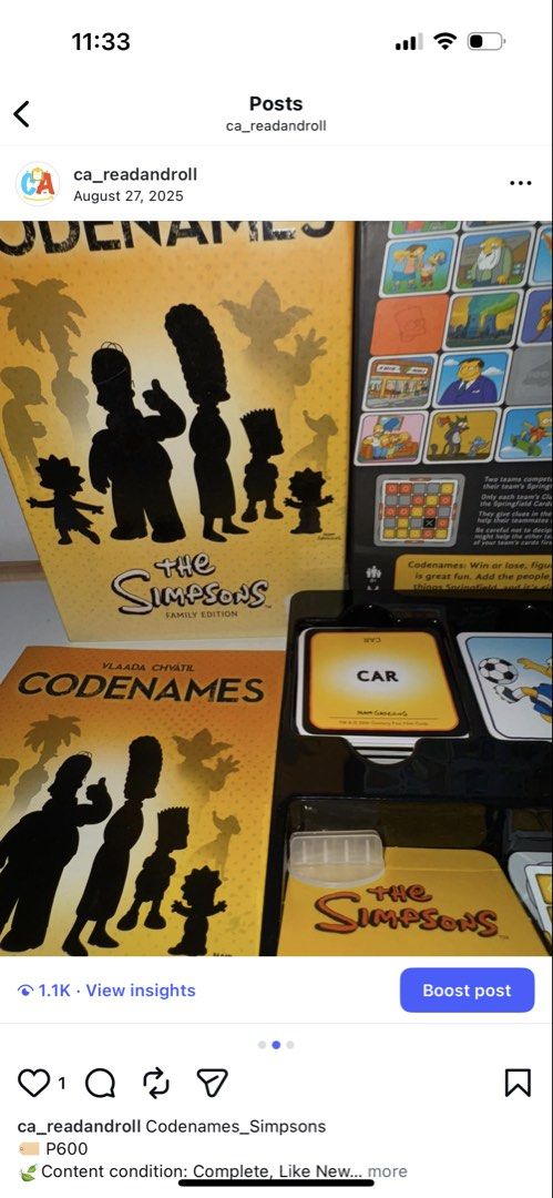 Codenames: The Simpsons Family Edition Board Game (Category: Board Games & Puzzles) located in Imus. Submitted by ca_readandroll (Listing ID 1442911035, Image 2). Description: - Codenames: The Simpsons Family Edition board game -box with minimal flaws - Perfect for family game nights.
