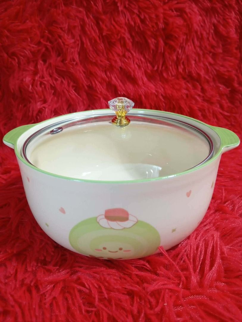 Cute Ceramic Casserole Dish with Glass Lid (Category: Dinnerware & Cutlery) located in Caloocan City. Submitted by letsyrk (Listing ID 1442803417, Image 3). Description: - Adorable ceramic casserole dish - Clear glass lid included - Features fun, cute designs: avocados, cows, cake rolls - Built-in handles for easy carrying - Ideal for serving or storing food - Adds a fun touch to your kitchenware - Dishwasher safe.