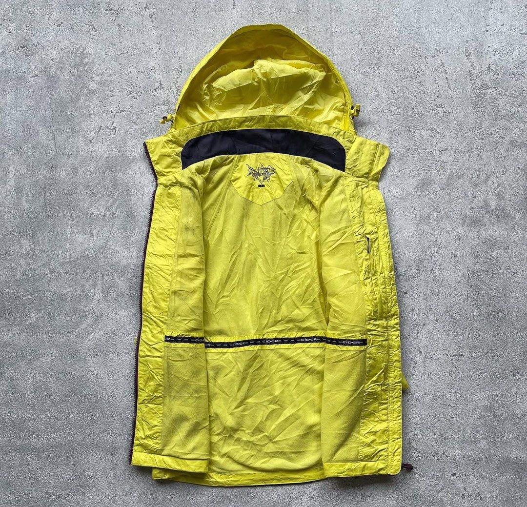 Eider technical shell jacket (Category: Coats, Jackets and Outerwear) located in Singapore. Submitted by sosleepyy (Listing ID 1442742947, Image 4). Description: (L 60 x W 48) * Technical waterproof shell * Pit/chest pocket * Adjustable hood * Alpine/mountaineering style cut * Bright yellow/black colorway.
