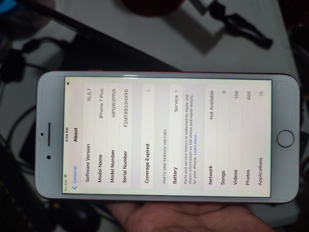 For sale Iphone 7plus 128gb (Category: iPhone 7 Series) located in Manila. Submitted by gentlephoenix_845046 (Listing ID 1442806491, Image 3). Description: - iPhone 7 Plus - 128GB storage - Color: Red issue battery health: 59 charging pin mahirap icharge mahina volume Globe lock check all u want upon meet up may bawas pa yan kung now kukunin.