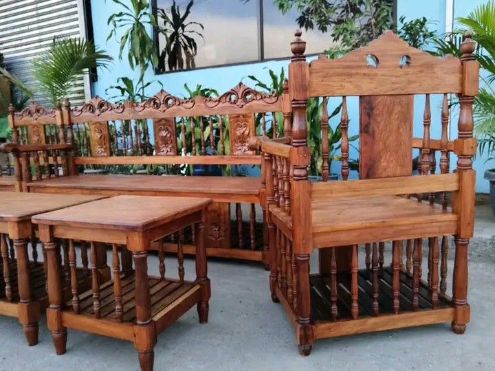 Gallinera sala set narra restored like a new (Category: Sofas) located in Manila. Submitted by carmelites36250 (Listing ID 1442749844, Image 2). Description: Gallinera Sala Set made of solid Narra Wood. Restored and ready to use Price-24,450✔✔✔ Offers:Pick up Qcshop/ Delivery 🚛✔🚛 Pm me:☎☎☎☎ Size 4 Seater L70 x W23 x SH17 x H40 Single Seater L24 x W23 x SH17 x H40 Center Table L29 x W17 x H19 Side Table L18 x L17 x H19 all in inches.