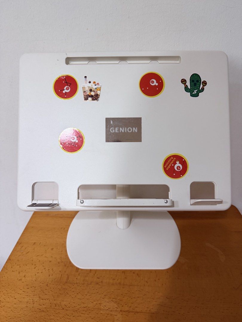 GENION White Adjustable Laptop Stand with Stickers