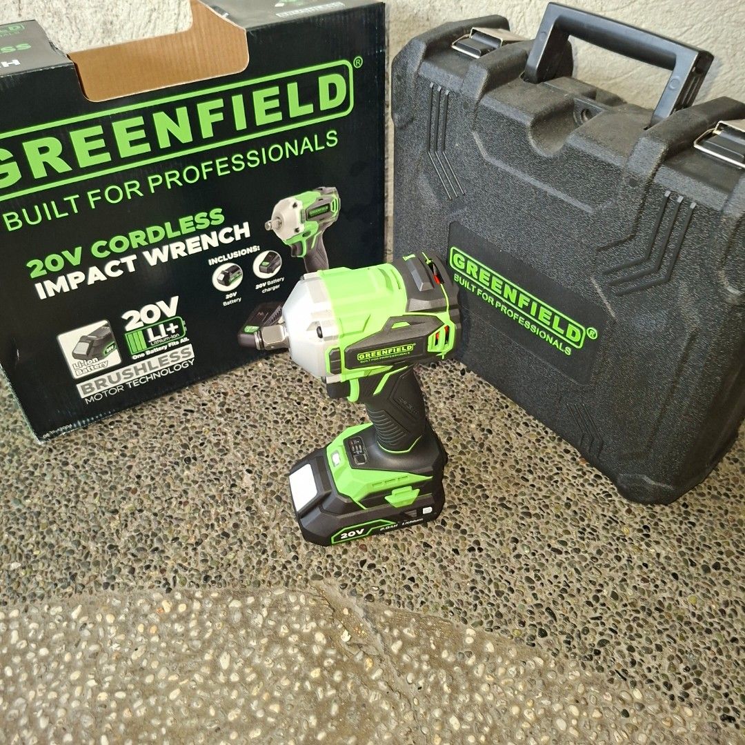 Greenfield 20v impact wrench cordless (Category: Construction Tools & Equipment) located in Pasig City. Submitted by last_price_posted (Listing ID 1442858067, Image 2). Description: This is available as long as this is posted/visible listing. You may message me with the answer to the following questions once you are fully decided to purchase, should you need further thinking and canvassing you may just save the listing for future reference. 1. Wi