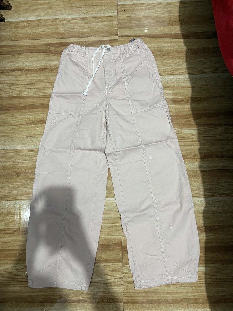 GU Wide Leg Pants Light Pink Drawstring Waist (Category: Other Bottoms) located in Bacolor. Submitted by declutterwithmilo (Listing ID 1442875819, Image 1). Description: ‼️Check description first -has a little stain (white) not too visible in picture - rfs: declutterring. - mop: thru gcash. no cod option. payment first policy - mod: j&t express - loc: pampanga - please don’t ask the actual photo of the item, because is already posted. - strictly 