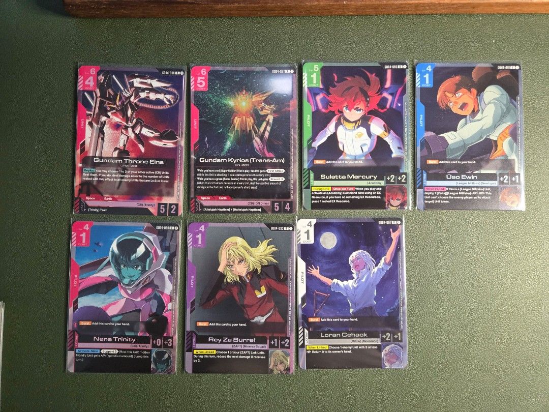 Gundam Card Game GD04 - Rare Cards ENG/Jap (See description for price) (Category: Raw Cards) located in Singapore. Submitted by kandr_bar (Listing ID 1442880820, Image 3). Description: Page 1 & 2: $3.50 Each GD04-004 GD04-006 GD04-007 GD04-009 GD04-019 GD04-020 GD04-021 GD04-022 GD04-035 GD04-051 GD04-052 GD04-053 GD04-054 GD04-069 GD04-070 GD04-071 GD04-105 GD04-113 GD04-121 GD04-129 Page 3: 4.50 Each GD04-036 GD04-037 GD04-081 GD04-085 GD04-089