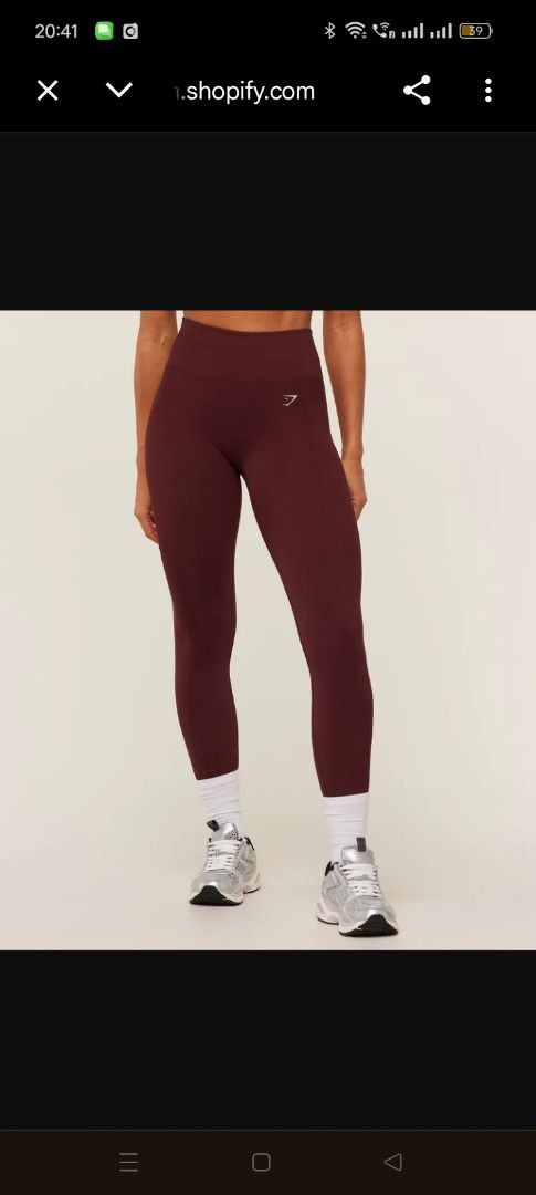Gymshark energized Leggings S (Category: Activewear) located in Subic. Submitted by tintindera (Listing ID 1442857999, Image 1). Description: - Gymshark Burgundy Seamless Leggings - High-waisted fit 24 steady about 36 length - Textured pattern throughout - Gymshark logo on hip - Comfortable and stretchy material - Perfect for workouts or lounging.