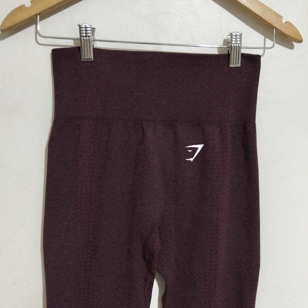 Gymshark energized Leggings S (Category: Activewear) located in Subic. Submitted by tintindera (Listing ID 1442857999, Image 3). Description: - Gymshark Burgundy Seamless Leggings - High-waisted fit 24 steady about 36 length - Textured pattern throughout - Gymshark logo on hip - Comfortable and stretchy material - Perfect for workouts or lounging.