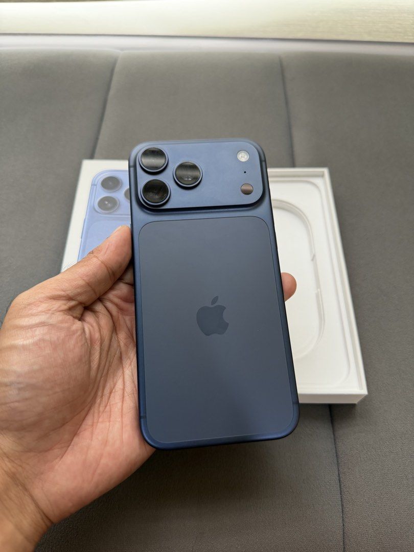 Iphone 17 Pro Max 1TB NTC 4cc only (Category: iPhone 17 Series) located in Mandaluyong City. Submitted by better_call_sole_ph (Listing ID 1442901846, Image 2). Description: Iphone 17 Pro Max 1 Terebyte Deep Blue Globelocked ( on process na for openline) NTC complete with box cord 100% batthealth ( 4 cc only) Warranty Until April 16, 2027 no issue no dents no scratches all working no repair history brandnew condition 92.5k only open for swap plus 