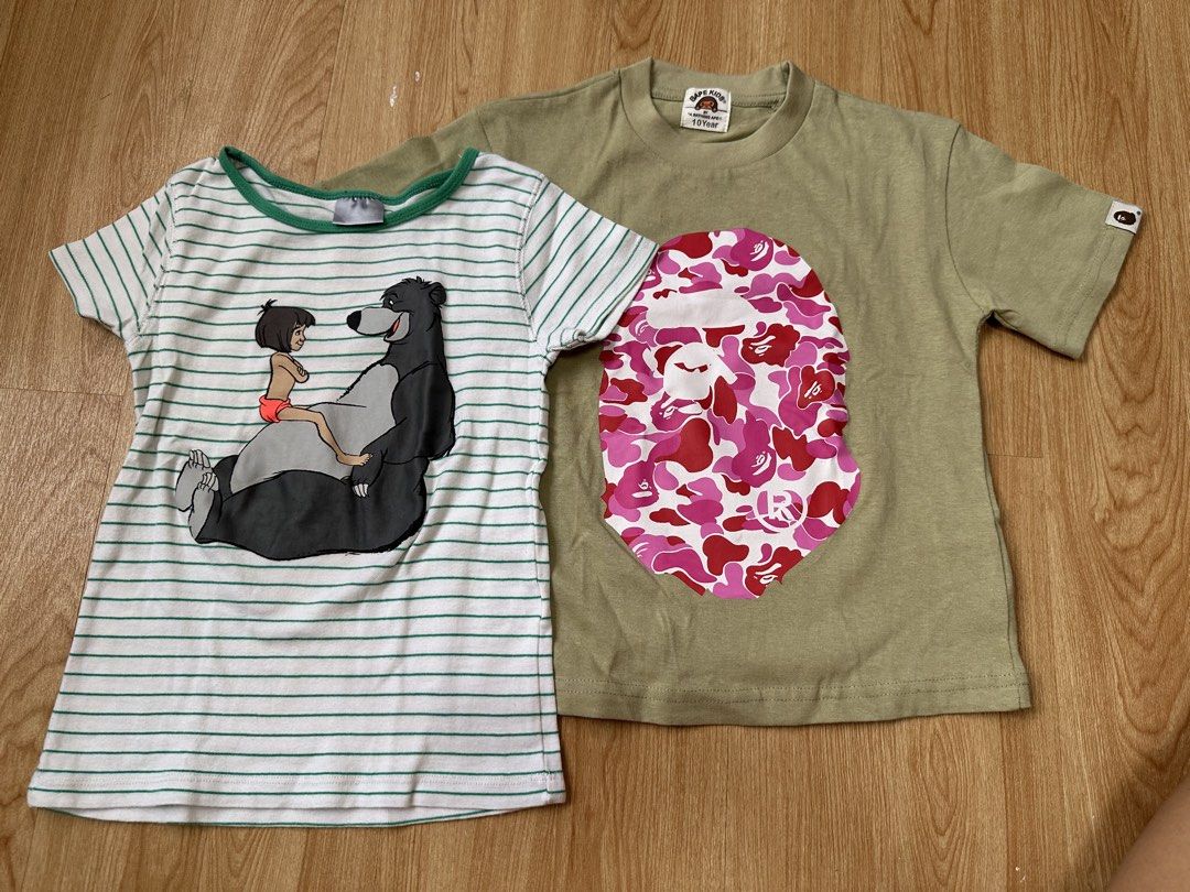 Kids T-shirts Bundle: Disney & BAPE Camo (take all-not orig) (Category: Babies & Kids Fashion) located in Antipolo. Submitted by jloom (Listing ID 1442868486, Image 1). Description: - can fit upto 2-3 yrs old —Book for Lalamove delivery (Antipolo Loc) —For JnT since malayo sia sa loc ko and I can’t have the pick up option, need to avail atleast 4h up para d naman sayang ang effort at pamasahe :) thanks for understanding. .