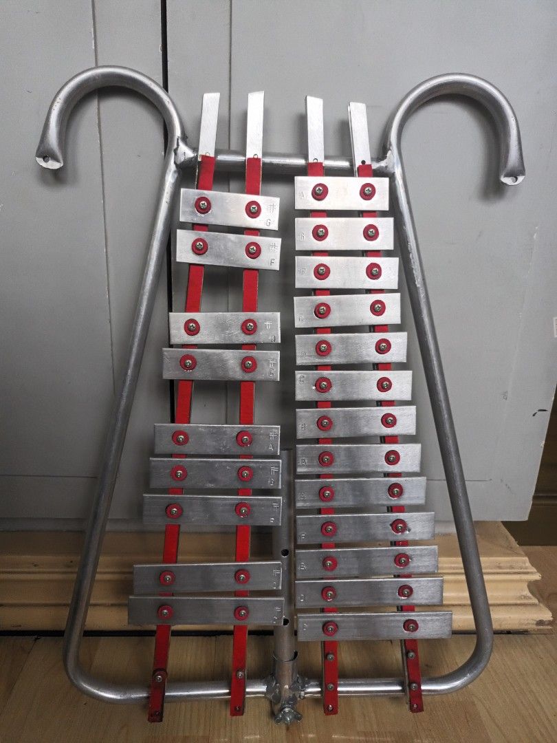 Lyre Xylophone (Silver) with beater (Category: Musical Instruments) located in Manila. Submitted by thriftyme24 (Listing ID 1442752836, Image 3). Description: -Good as new. Used only thrice for educational purposes. -With beater but no bag -Cons: It has a surname written on the back -Portable version of glockenspiel for marching bands or music subjects..