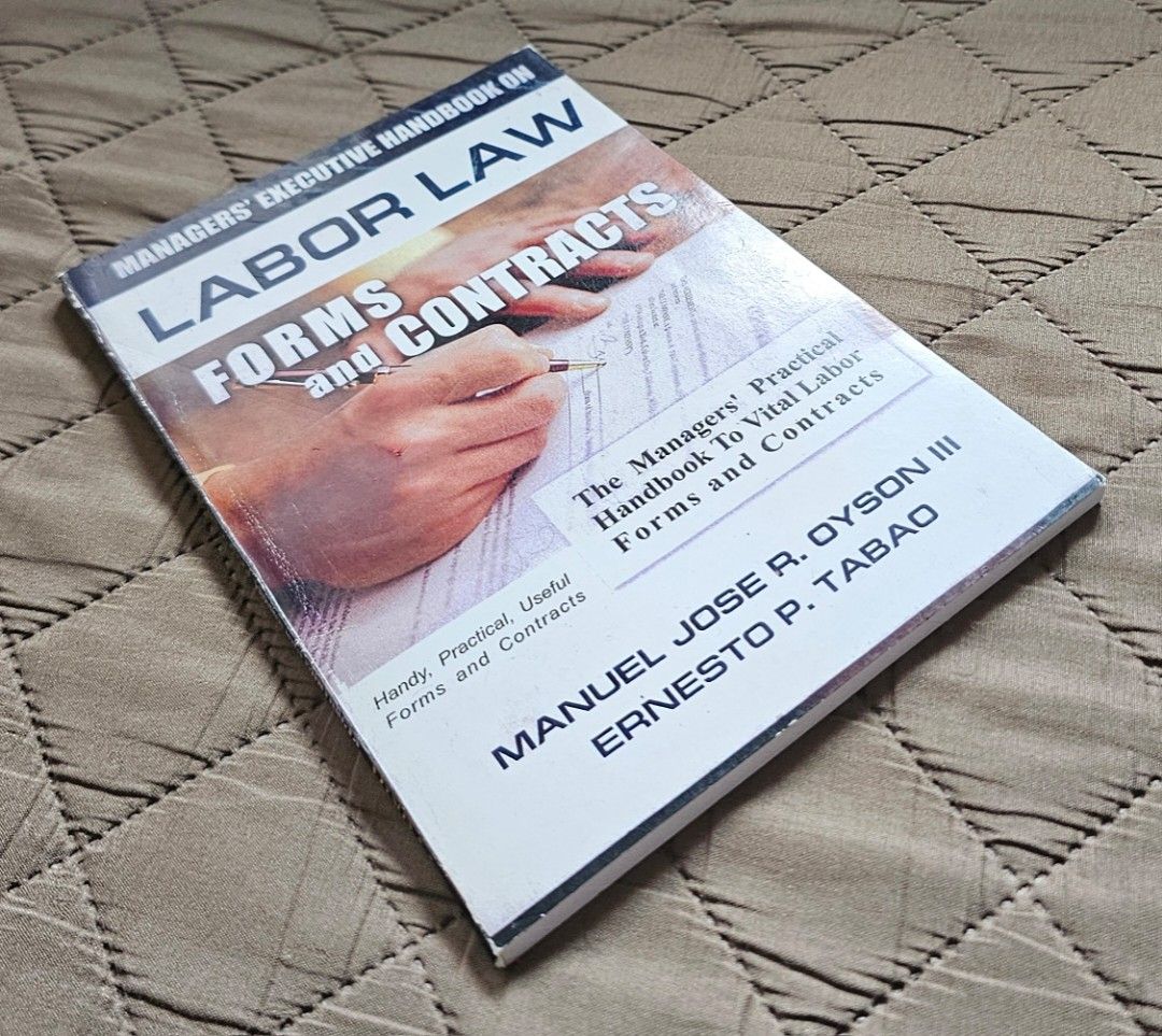 Managers' Executive Handbook on Labor Law Forms and Contracts (Category: Textbooks) located in Quezon City. Submitted by the_l1ttlej0ys (Listing ID 1442879670, Image 2). Description: preowned 🥳 reference book of sample legal forms and contracts in very good condition (no writings).