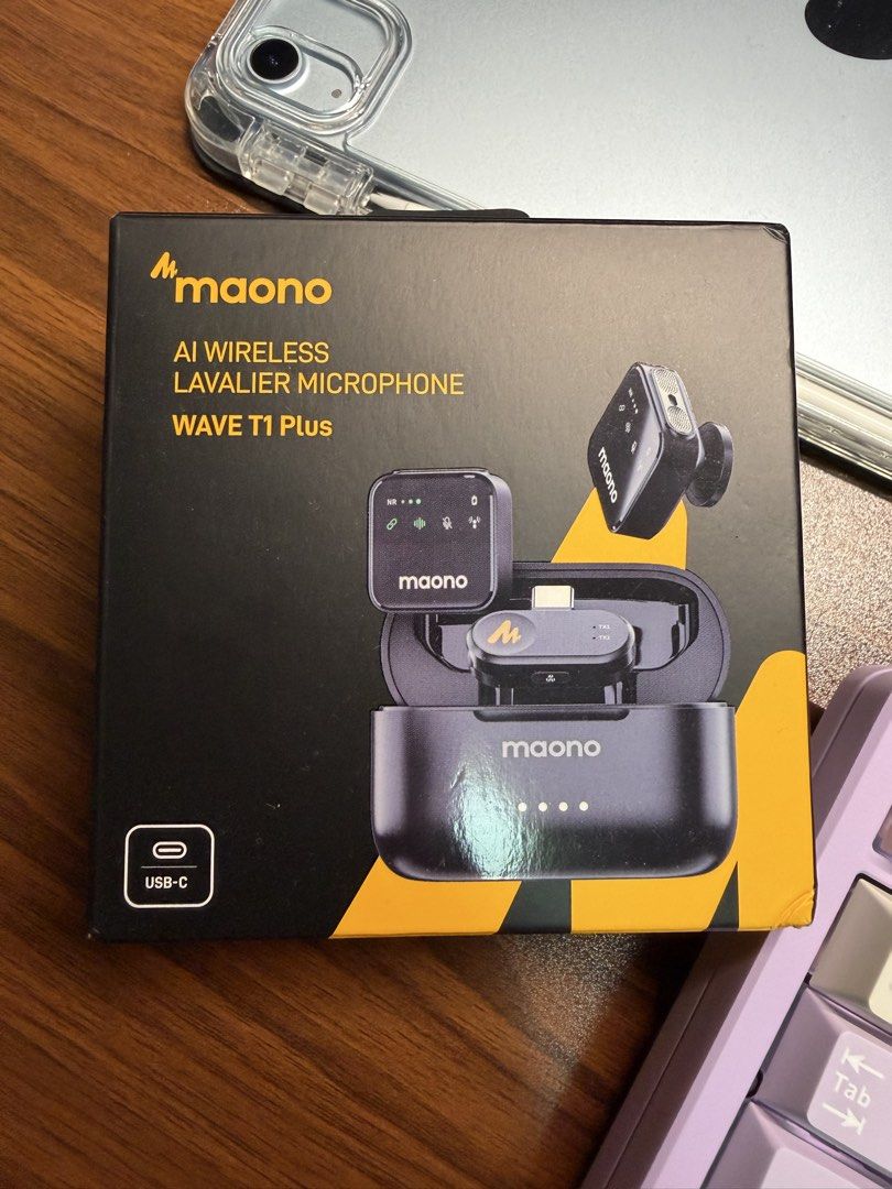 Maono WAVE T1 Plus AI Wireless Lavalier Microphone USB-C (Category: Microphones) located in Manila. Submitted by zeven_finds (Listing ID 1442889197, Image 2). Description: - Maono WAVE T1 Plus AI Wireless Lavalier Microphone System - Includes transmitter and receiver - Supports USB-C connection for easy plug-and-play - Delivers crystal-clear audio for recordings - Compatible with iPhone and iPad - Ideal for vlogging, podcasting, and content creat