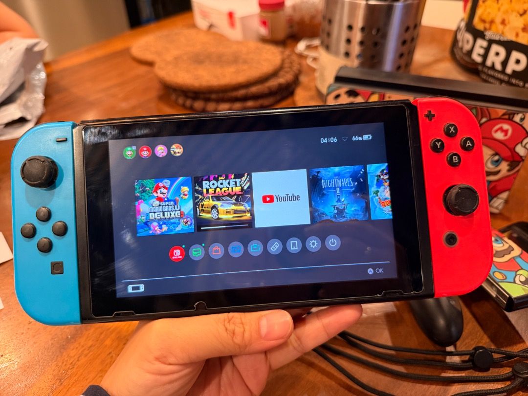 Nintendo Switch Console with Custom Dock and Accessories (Category: Nintendo) located in Caloocan City. Submitted by egiegameshop (Listing ID 1442775701, Image 3). Description: pwede via credit card @8,000 location : Calumpang Marikina city - Nintendo Switch Console - Neon Red & Blue Joy-Cons - Original Dock (naka skin lang) - Original Charger - Joy-Con Grip - Extra Thumb Grips - Perfect for both home and on-the-go gaming - All items pictured are