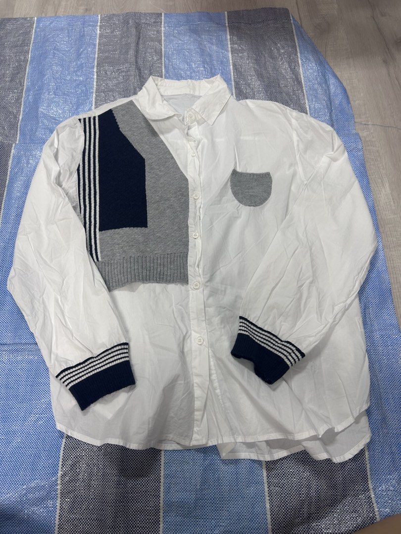 Patchwork Button Down Blouse Top (Category: Longsleeves) located in Singapore. Submitted by grace.yong.98 (Listing ID 1442893884, Image 1). Description: .