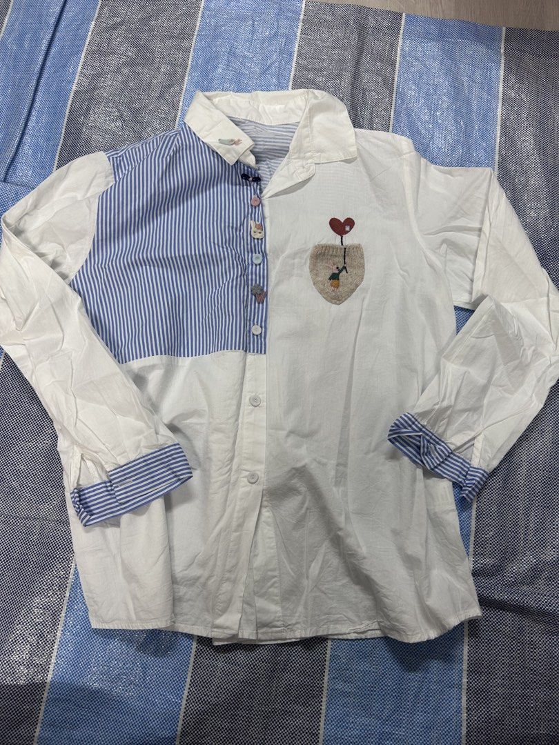 Patchwork Button Down Blouse Top (Category: Longsleeves) located in Singapore. Submitted by grace.yong.98 (Listing ID 1442893781, Image 1). Description: .