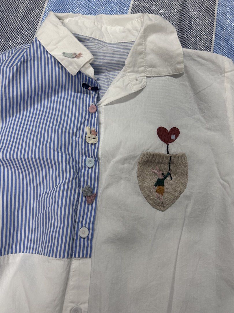 Patchwork Button Down Blouse Top (Category: Longsleeves) located in Singapore. Submitted by grace.yong.98 (Listing ID 1442893781, Image 2). Description: .