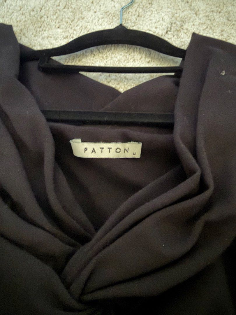 PATTON Black Off-Shoulder Twisted Bodysuit Size M (Category: Others Tops) located in Cebu City. Submitted by chicandcasualx (Listing ID 1442770467, Image 3). Description: Patton Draped Bodysuit – Black (Size Medium) Elegant and flattering Patton bodysuit featuring a statement draped neckline, structured silhouette, and snap-button closure. A versatile piece that can be dressed up for events or styled casually with jeans, trousers, or skirts. * Br