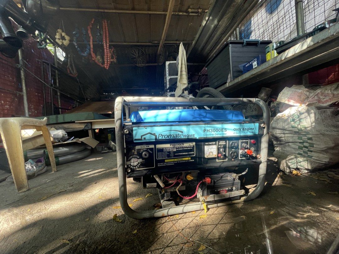 PromateHome PH3000ES Gasoline Generator OHV Engine (Category: Construction Tools & Equipment) located in Paranaque City. Submitted by wellnessssssss (Listing ID 1442837123, Image 3). Description: - PromateHome PH3000ES Generator - Reliable gasoline-powered engine - OHV engine for durability - Large 4-gallon fuel tank for extended run time - Built-in voltmeter to monitor power output - Circuit breaker for safety - Ideal for power outages and remot