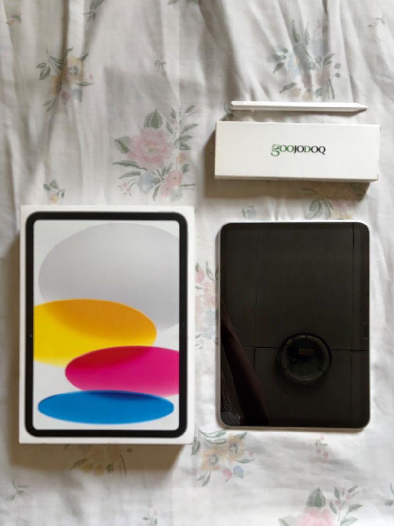 iPad 10th Generation (64 GB, Wi-Fi) with Pencil (Category: iPad) located in Quezon City. Submitted by silverdeclutters (Listing ID 1442754175, Image 2). Description: Complete specs: https://support.apple.com/en-ph/111840 Includes: - Original box - Original charger (brick and cable) - Pre-loved Goojodoq iPad Pencil (with charging cable) Condition: - Good condition. I used it throughout college and took good care of it. - The charging brick and cab