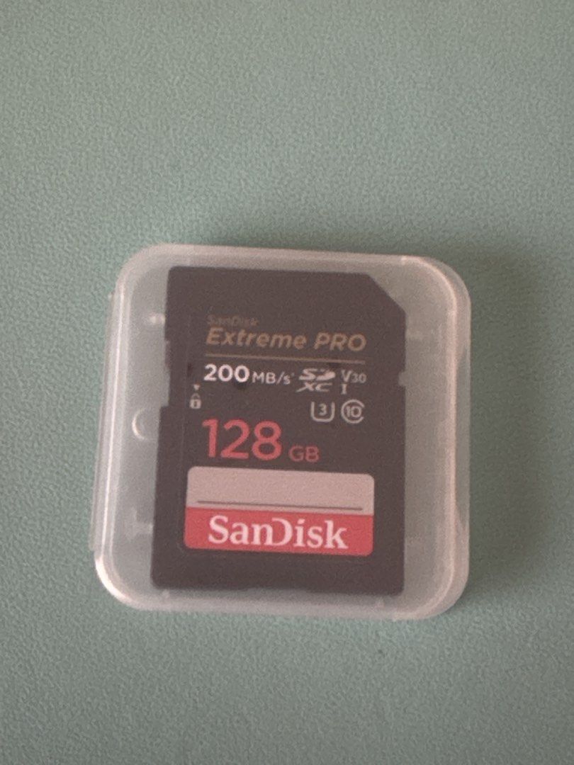 SanDisk Extreme PRO SDXC Class 10 200mb/s (Category: Memory & SD Cards) located in Pasig City. Submitted by Johna (Listing ID 1442806982, Image 1). Description: - Brand: SanDisk - Model: Extreme PRO SDXC - Storage: 128GB - Speed: Up to 200MB/s read speed - Video Speed: V30 (suitable for 4K recording) - Condition: Excellent, with protective case - Ideal for: Cameras, drones, high-performance devices - with free 2 year subscription to RescuePro rea