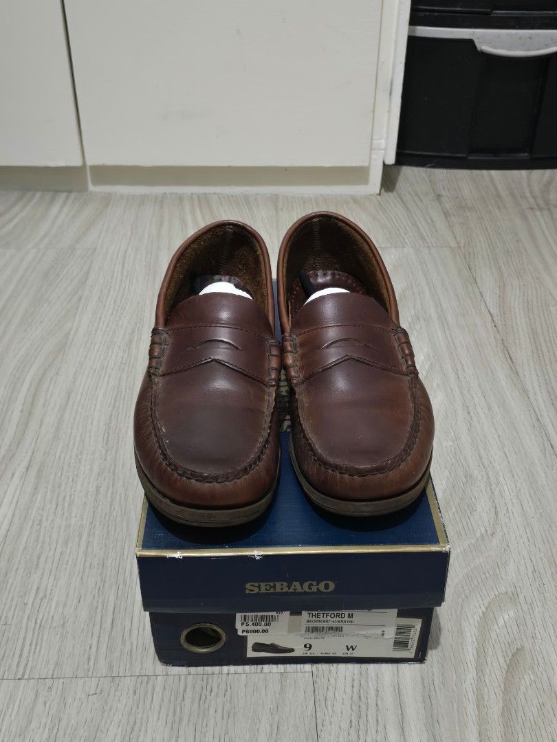 Sebago Leather Loafers Brown (Category: Dress Shoes) located in Paranaque City. Submitted by ausev (Listing ID 1442743899, Image 1). Description: Sebago Dockside Penny Loafers Leather Shoes Color: Brown Size: US 9 W (EUR 43 | UK 8.5 | 27 cm) Model: Thetford / Dockside Style Genuine full leather upper Comfortable cushioned insole Durable rubber outsole Well-used with natural leather creasing and signs of wear consistent with age, but still structu
