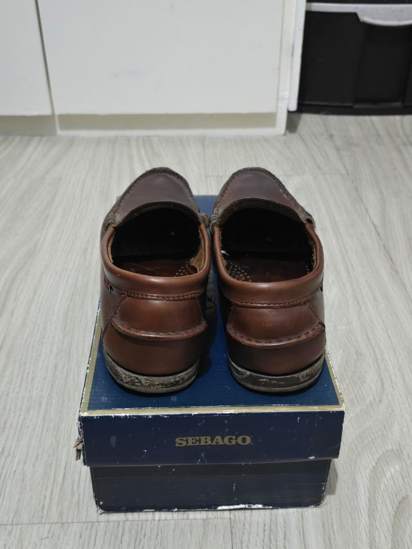 Sebago Leather Loafers Brown (Category: Dress Shoes) located in Paranaque City. Submitted by ausev (Listing ID 1442743899, Image 3). Description: Sebago Dockside Penny Loafers Leather Shoes Color: Brown Size: US 9 W (EUR 43 | UK 8.5 | 27 cm) Model: Thetford / Dockside Style Genuine full leather upper Comfortable cushioned insole Durable rubber outsole Well-used with natural leather creasing and signs of wear consistent with age, but still structu