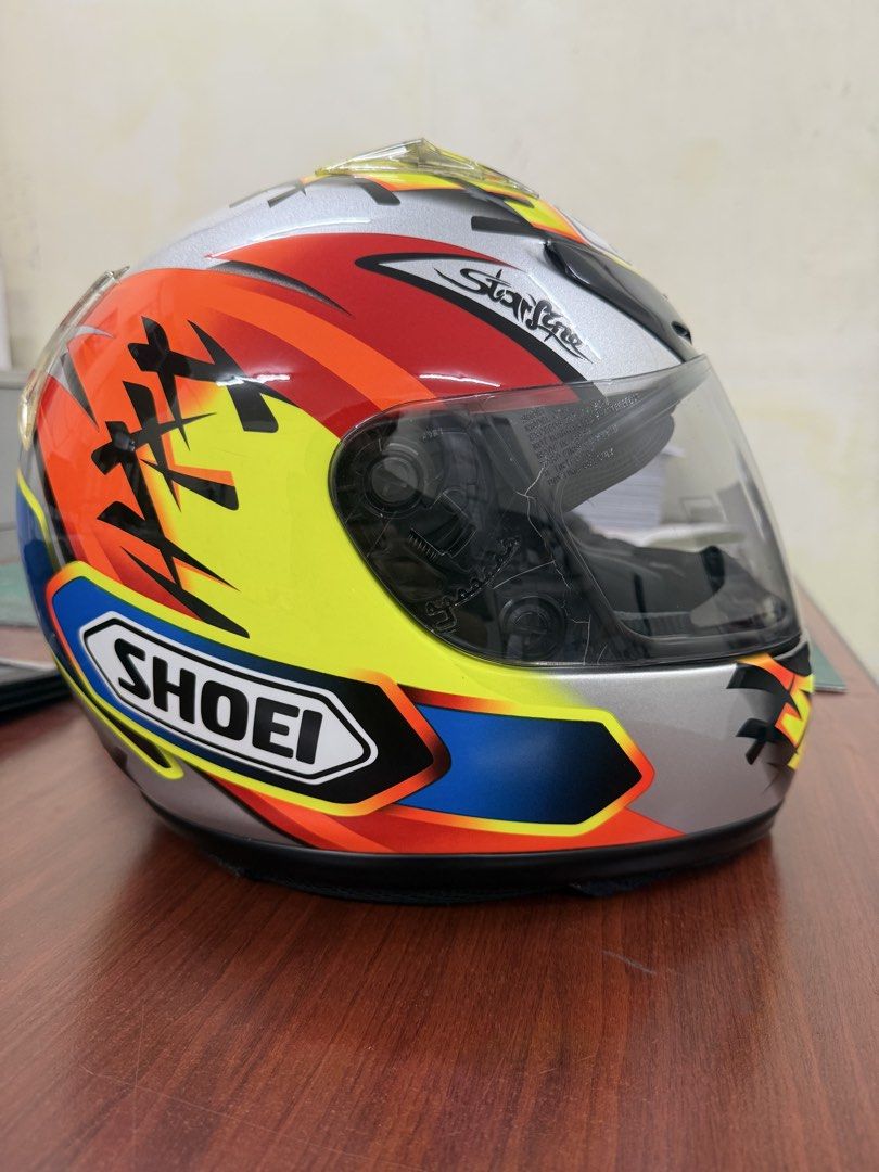 SHOEI X-8Hi Vintage XL (Category: Helmets and other Riding Gears) located in Manila. Submitted by highplainsdrifter (Listing ID 1442851221, Image 2). Description: 99% smooth shell. Orig smoke visor The Shoei X-8 Hi-Locatelli is a rare, vintage racing replica helmet honoring Italian Grand Prix motorcycle racer Roberto Locatelli from his early racing days. Released in the 1990s, it is a highly sought-after collector’s item for fans of retro motorcy