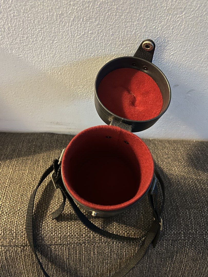 Sigma Camera Lens Case with Strap (Category: Cameras) located in Mandaluyong City. Submitted by thincrustpizza123 (Listing ID 1442797479, Image 2). Description: - vintage Black leather camera lens case - Soft red felt interior for scratch protection - Detachable strap for convenient carrying - Secure clasp on the top lid - purchased at an invite-only vintage sale in Hong Kong.
